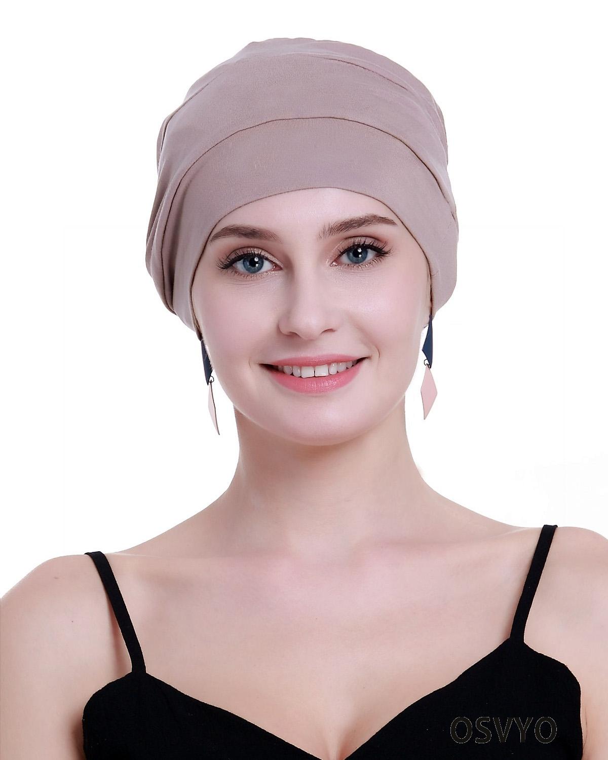 OSVYO Bamboo Chemo Turbans for Women Cancer Hairloss hat - Cotton Lightweight Headwear Sealed Packaging